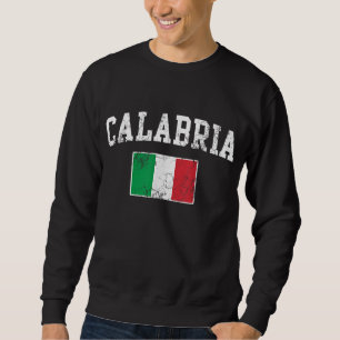 Calabria Italien Flagga Italia Italia Vintage Dist Lång Ärmad Tröja