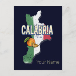 Calabria Italien Retro Region Karta Vintage Souven Helg Vykort