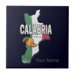 Calabria Italien Retro Region Karta Vintage Souven Kakelplatta
