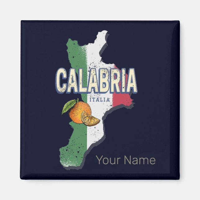 Calabria Italien Retro Region Karta Vintage Souven Magnet (Framsidan)