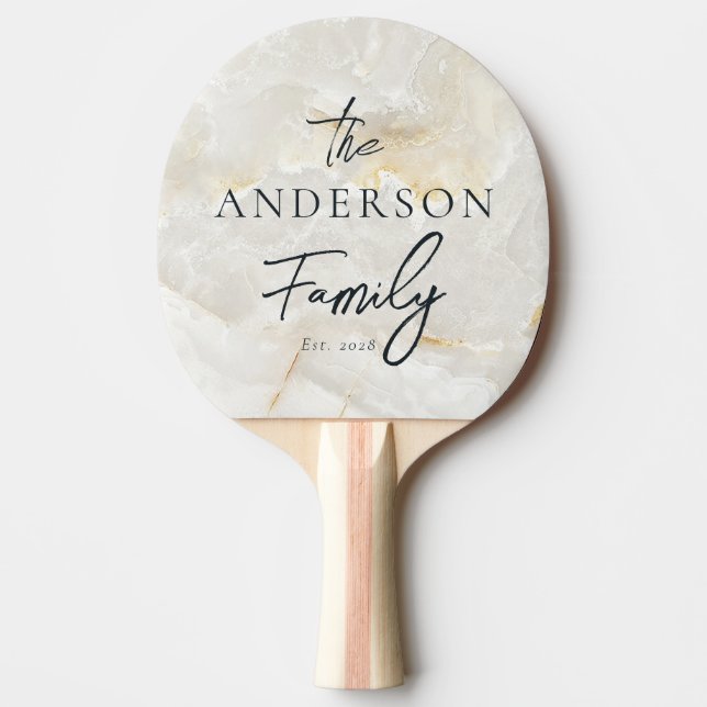 Calacatta Gold Marble Hand Written Family Name Pingisracket (Framsidan)