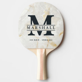 Calacatta Guld Marmor Monogram & Namn Överlägg Pingisracket
