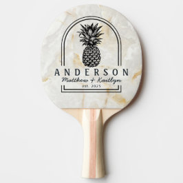 Calacatta Guld Marmor Pineapple Bröllopsbåge & Nam Pingisracket