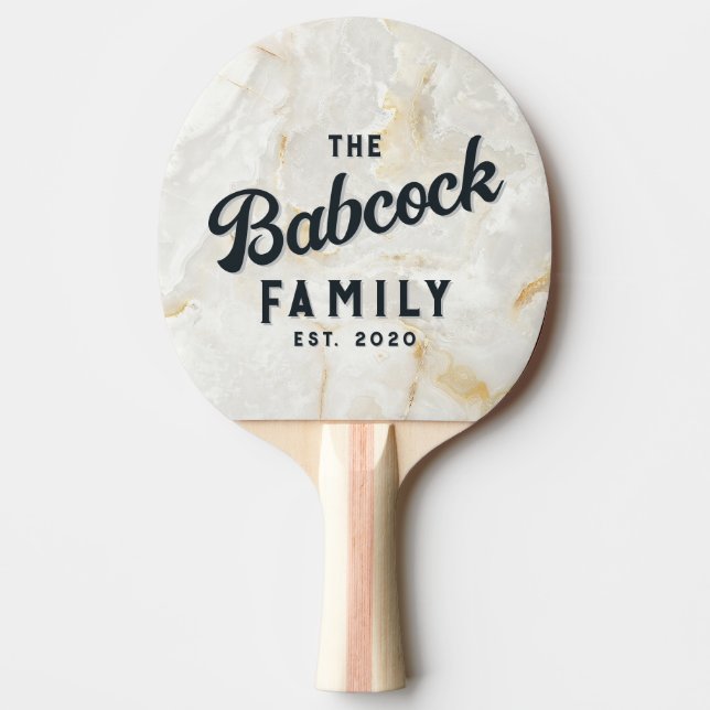 Calacatta Guld Marmor Sten Retro Familjenamn Pingisracket (Framsidan)
