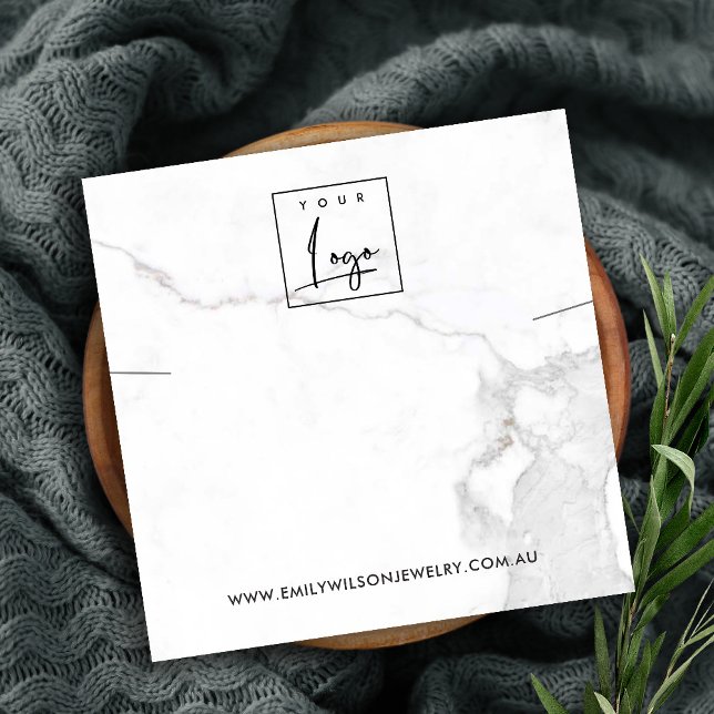 CALACATTA MARBLE STRUKTUR NECKLACE EARRING VISNING FYRKANTIGT VISITKORT (Skapare uppladdad)