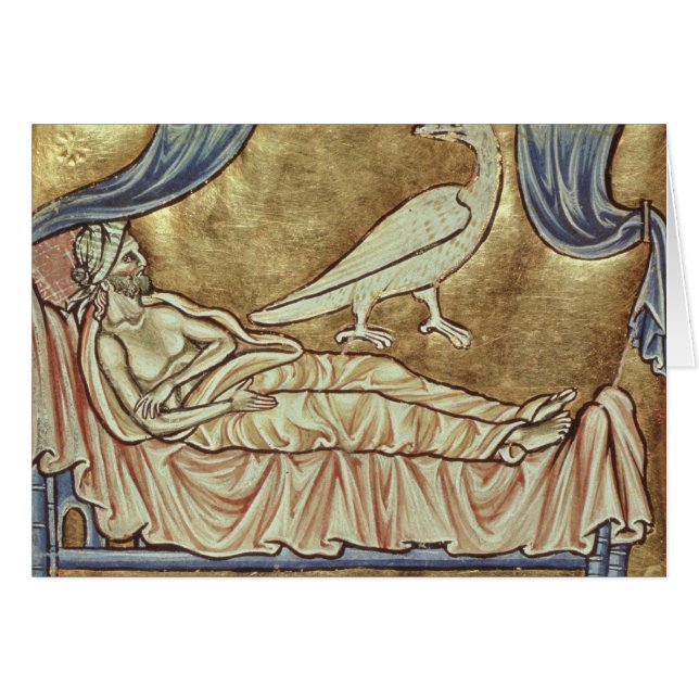 Caladrius fågel som är beryktad att förutsäga hälsningskort (Framsidan Horizontal)
