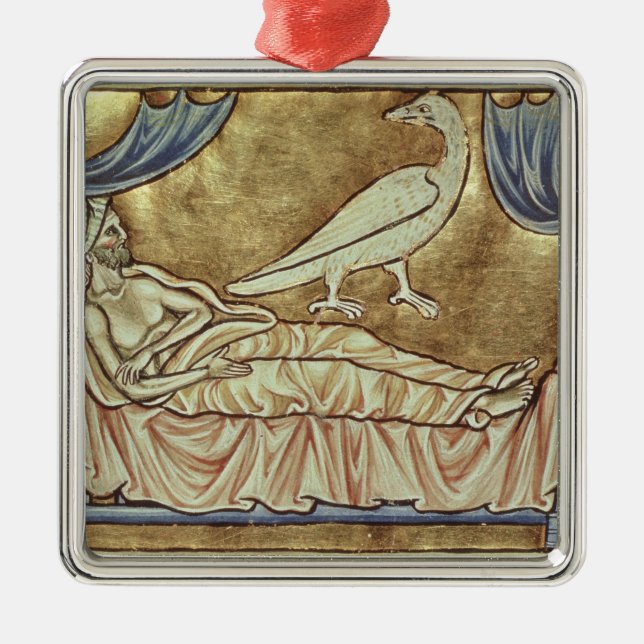 Caladrius fågel som är beryktad att förutsäga julgransprydnad metall (Framsidan)