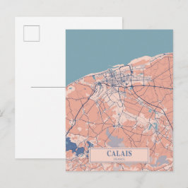 Calais Frankrike Blåsigt Stadskarta Resa Vykort