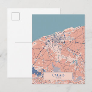 Calais Frankrike Blåsigt Stadskarta Resa Vykort