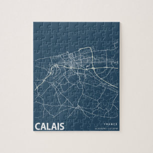 Calais Frankrike Minimalist City Karta Line Art i Pussel