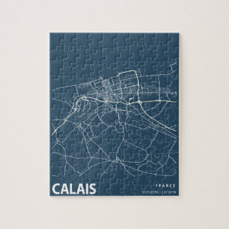 Calais Frankrike Minimalist City Karta Line Art i Pussel