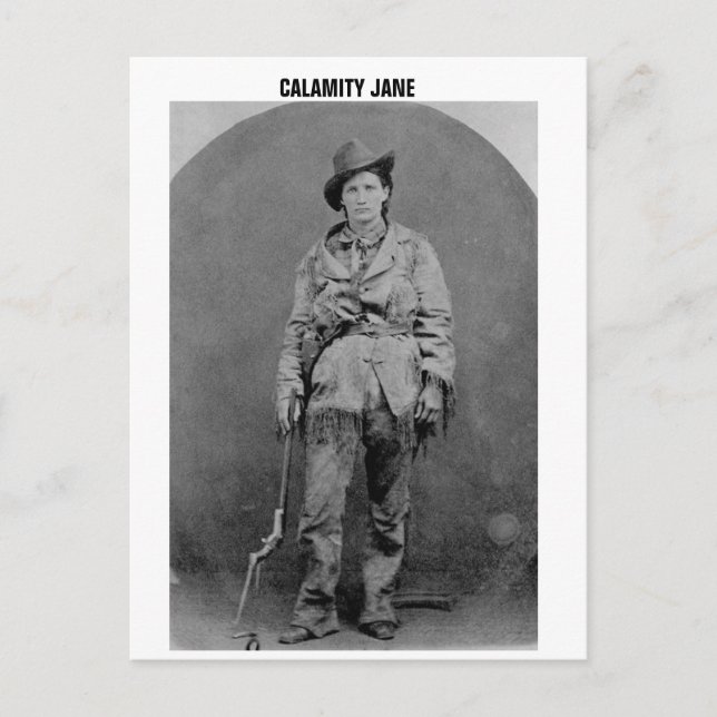 CALAMITY JANE HOLDING GUN POSTCARDS VYKORT (Framsida)
