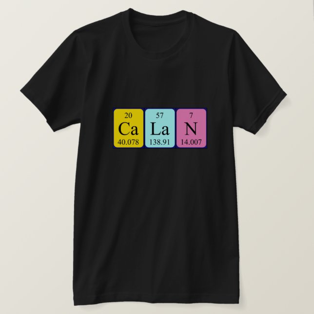 Calan-återkommande skjorta bord namn t-shirt (Design framsida)