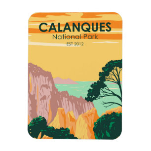 Calanques nationalpark Frankrike Vintage Magnet