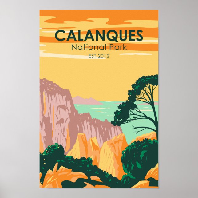 Calanques nationalpark Frankrike Vintage Poster (Framsidan)