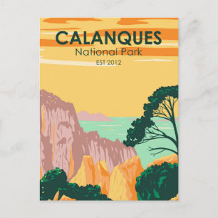 Calanques nationalpark Frankrike Vintage Vykort
