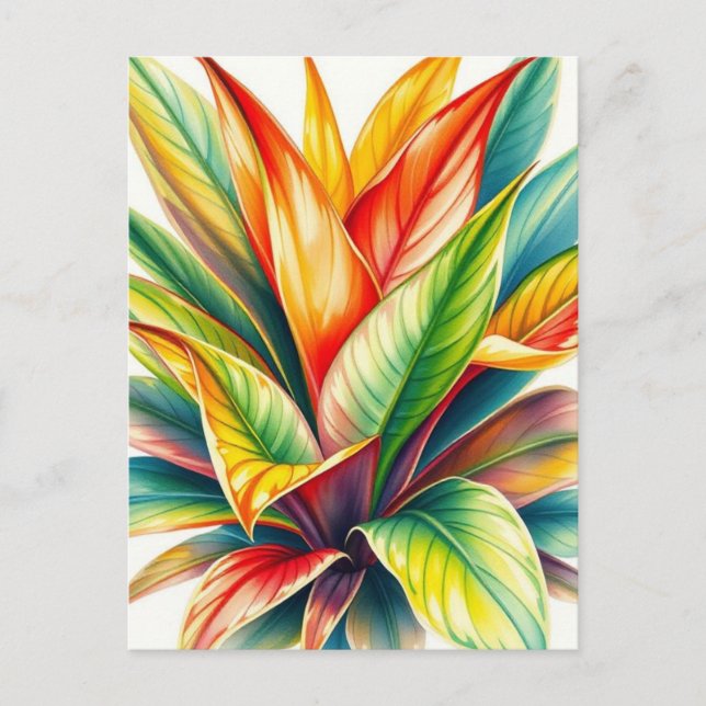 Calathea Prayer Watercolor Vykort (Framsida)