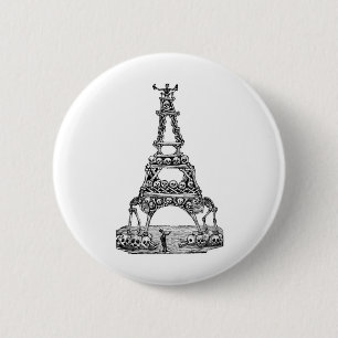 Calavera av det Eiffel torn C. sen 1800's Knapp