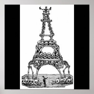 Calavera av det Eiffel torn C. sen 1800's Poster