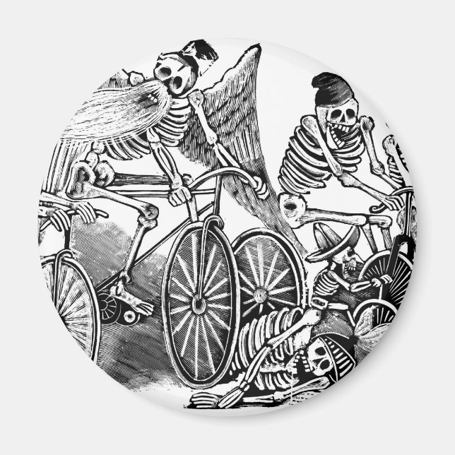 Calavera Bicyclists circa late 1800's Mexico Magnet (Framsidan)