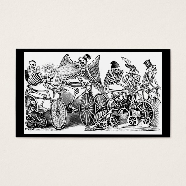 Calavera Bicyclists circa late 1800's Mexico Visitkort (Framsidan)