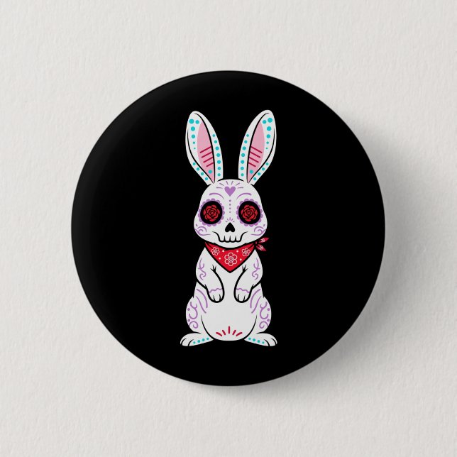 Calavera Bunny Rabbit Socker Skalle Dag För Knapp (Framsida)