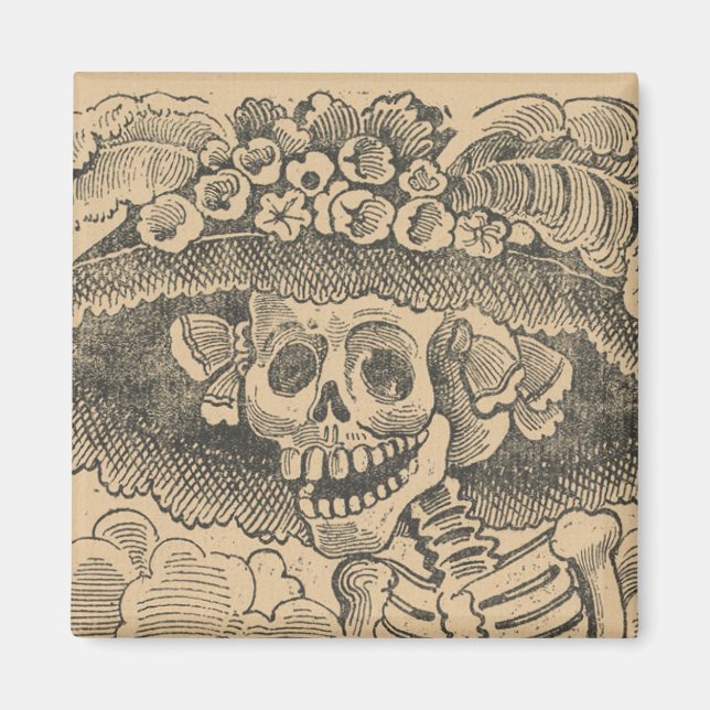 Calavera Catrina (Dapper Skeleton) (Elegant Skull) Magnet (Framsidan)