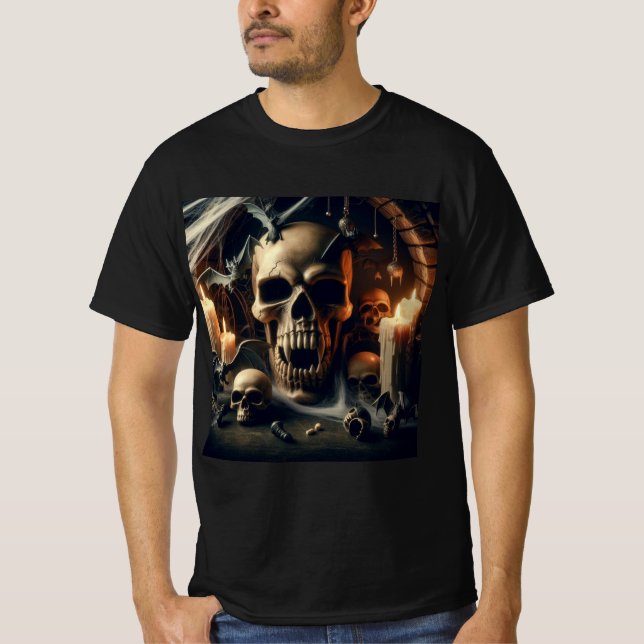 Calavera de Vampiro: Oscuridad y Elegancia T Shirt (Framsida)