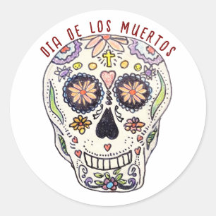 Calavera Dia De Los Muertos Runt Klistermärke