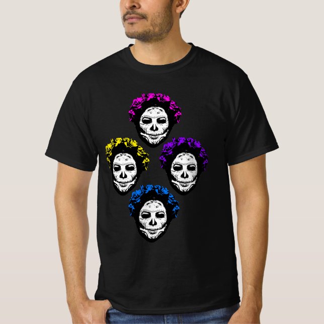 Calavera Döskallars Pop Art Stil T Shirt (Framsida)