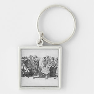 Calavera du jarabe d'outretombe fyrkantig silverfärgad nyckelring