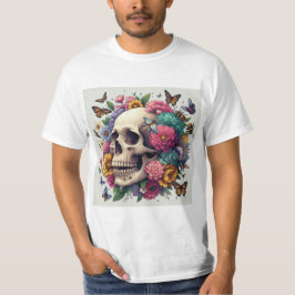 Calavera Floral: Belleza y Muerte T Shirt