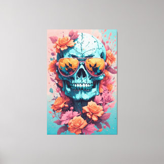Calavera Floral Colorida Canvastryck