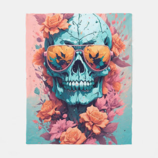 Calavera Floral Colorida Fleecefilt