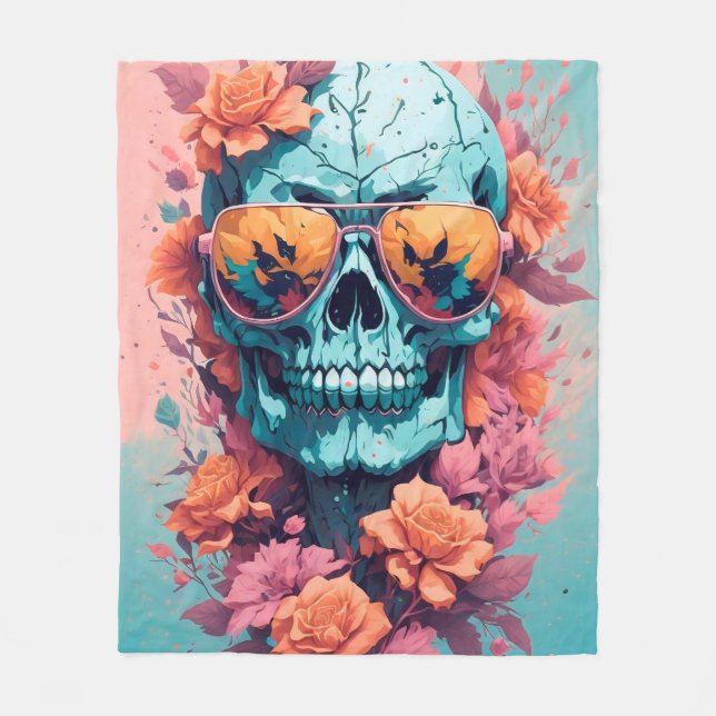 Calavera Floral Colorida Fleecefilt (Framsidan)