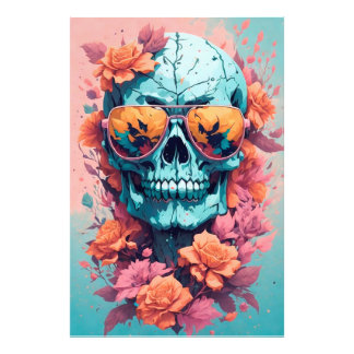 Calavera Floral Colorida Fototryck