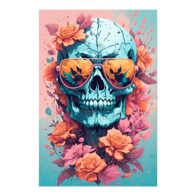Calavera Floral Colorida Fototryck (Framsidan)