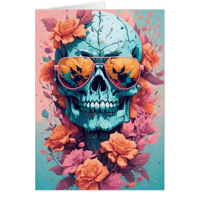 Calavera Floral Colorida OBS Kort (Framsidan)