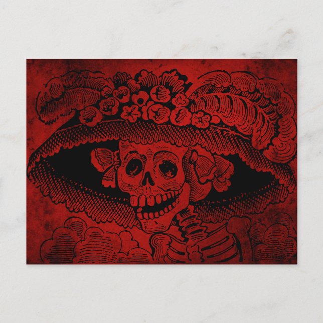Calavera Garbancera av José Guadalupe Posada Vykort (Framsida)