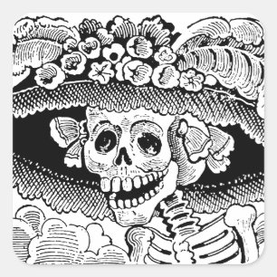 Calavera Garbancera (Catrina) från José Posada Fyrkantigt Klistermärke
