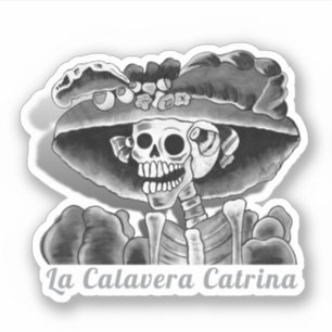 Calavera Grått Dia De Los Muertos Klistermärken