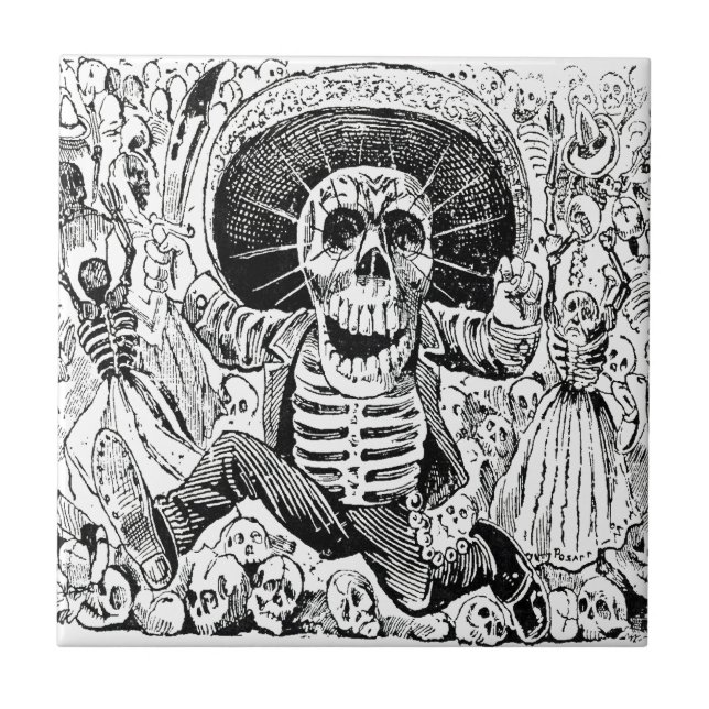 Calavera Oaxaqueña av José Guadalupe Posada 1903 Kakelplatta (Framsidan)