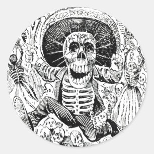 Calavera Oaxaqueña av José Guadalupe Posada 1903 Runt Klistermärke