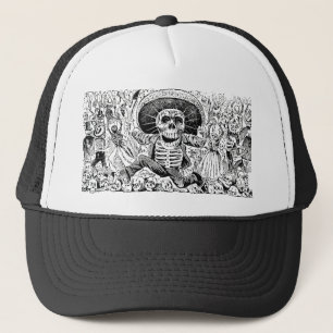 Calavera Oaxaqueña av José Guadalupe Posada 1903 Truckerkeps