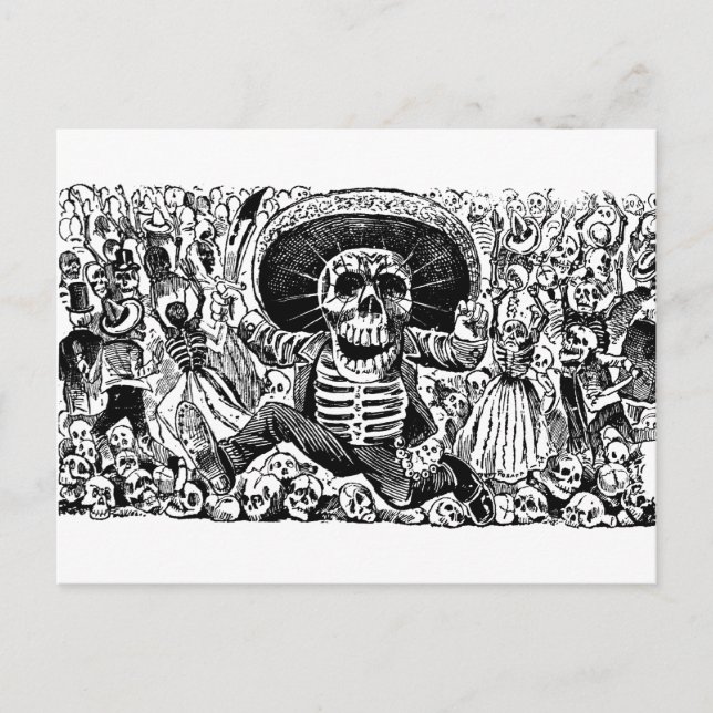 Calavera Oaxaqueña från José Guadalupe Posada Vykort (Framsida)