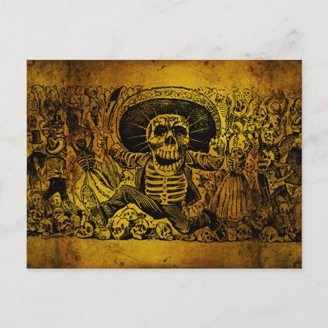 Calavera Oaxaqueña från José Guadalupe Posada Vykort (Framsida)