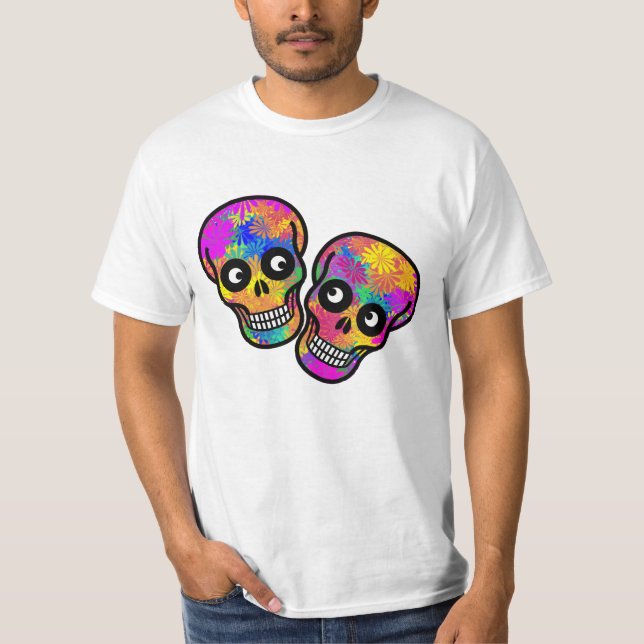 Calavera Par Dia De Los Muertos  T Shirt (Framsida)