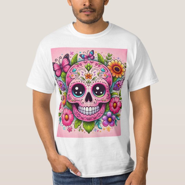 Calavera rosa infantil t shirt (Framsida)