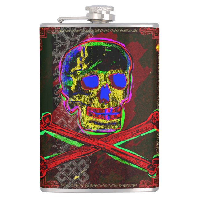 Calavera Skull-blått, Geek NFT Art Red Black Blue Fickplunta (Framsidan)