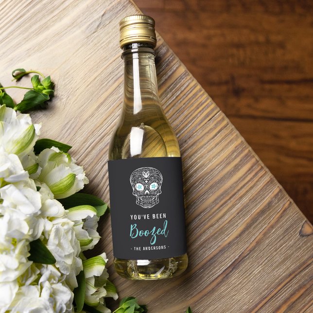 Calavera Skull Du har varit Boozed Halloween Vinetikett (Skapare uppladdad)